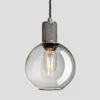 Knurled Tinted Glass Globe Pendant Light - 7 Inch - Smoke Grey -Lumi Home Shop 7 Inch Pendant Glass Industville Lighting Globe PewterHolder Knurled KN TGL GLP7 SG PH