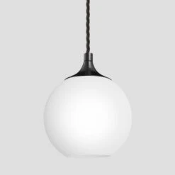 Chelsea Opal Glass Globe Pendant Light - 7 Inch - White 14 Chelsea Opal Glass Globe Pendant Light - 7 Inch - White -Lumi Home Shop 7 Inch Pendant OpalGlass Industville Lighting Globe BlackHolder Chlesea CH OGL GLP7 W BKH