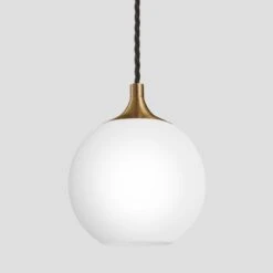 Chelsea Opal Glass Globe Pendant Light - 7 Inch - White 13 Chelsea Opal Glass Globe Pendant Light - 7 Inch - White -Lumi Home Shop 7 Inch Pendant OpalGlass Industville Lighting Globe BrassHolder Chlesea CH OGL GLP7 W BH