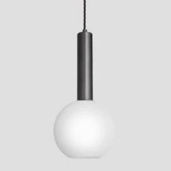 Sleek Cylinder Opal Glass Globe Pendant Light - 7 Inch -Lumi Home Shop 7 Inch Pendant OpalGlass Industville Lighting Globe PewterHolder SleekCylinder SL CY OGL GLP7 W PH