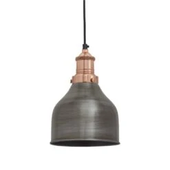 Brooklyn Cone Pendant - 7 Inch - Pewter 12 Brooklyn Cone Pendant - 7 Inch - Pewter -Lumi Home Shop 7 Inch Pendant Pewter Industville Lighting Cone CopperHolder Brooklyn BR CP7 P CH