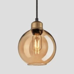 Orlando Tinted Glass Globe Pendant - 7 Inch - Amber