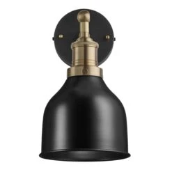 Brooklyn Cone Wall Light - 7 Inch - Black 12 Brooklyn Cone Wall Light - 7 Inch - Black -Lumi Home Shop 7 Inch WallLight Black Industville Lighting Cone BrassHolder Brooklyn BR CWL7 BK BH SO Lit 1