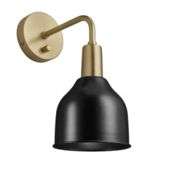 Sleek Cone Wall Light - 7 Inch - Black -Lumi Home Shop 7 Inch WallLight Black Industville Lighting Cone BrassHolder Sleek SL CWL7 BK BH