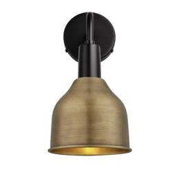 Sleek Cone Wall Light - 7 Inch - Brass -Lumi Home Shop 7 Inch WallLight Brass Industville Lighting Cone BlackHolder Sleek SL CWL7 B BKH Lit