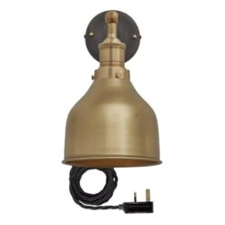 Brooklyn Cone Wall Light - 7 Inch - Brass - With Plug