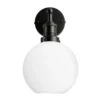 Brooklyn Opal Glass Globe Wall Light - 7 Inch -Lumi Home Shop 7 Inch WallLight OpalGlass Industville Lighting Globe BlackHolder Brooklyn BR OGL GLWL7 W BKH