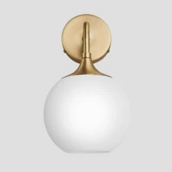 Chelsea Opal Glass Globe Wall Light - 7 Inch - White 20 Chelsea Opal Glass Globe Wall Light - 7 Inch - White -Lumi Home Shop 7 Inch WallLight OpalGlass Industville Lighting Globe BrassHolder Chlesea CH OGL GLWL7 W BH