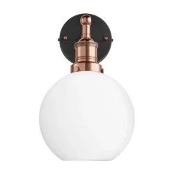 Brooklyn Opal Glass Globe Wall Light - 7 Inch 21 Brooklyn Opal Glass Globe Wall Light - 7 Inch -Lumi Home Shop 7 Inch WallLight OpalGlass Industville Lighting Globe CopperHolder Brooklyn BR OGL GLWL7 W CH