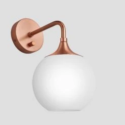 Chelsea Opal Glass Globe Wall Light - 7 Inch - White 23 Chelsea Opal Glass Globe Wall Light - 7 Inch - White -Lumi Home Shop 7 Inch WallLight OpalGlass Industville Lighting Globe CopperHolder Chlesea CH OGL GLWL7 W CH ANGLED