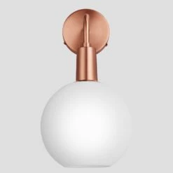 Sleek Opal Glass Globe Wall Light - 7 Inch 21 Sleek Opal Glass Globe Wall Light - 7 Inch -Lumi Home Shop 7 Inch WallLight OpalGlass Industville Lighting Globe CopperHolder Sleek SL OGL GLWL7 W CH