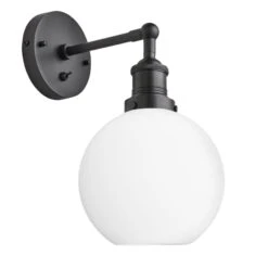Brooklyn Opal Glass Globe Wall Light - 7 Inch 20 Brooklyn Opal Glass Globe Wall Light - 7 Inch -Lumi Home Shop 7 Inch WallLight OpalGlass Industville Lighting Globe PewterHolder Brooklyn BR OGL GLWL7 W PH ANGLED