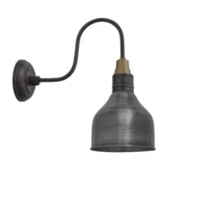Swan Neck Cone Wall Light - 7 Inch - Pewter