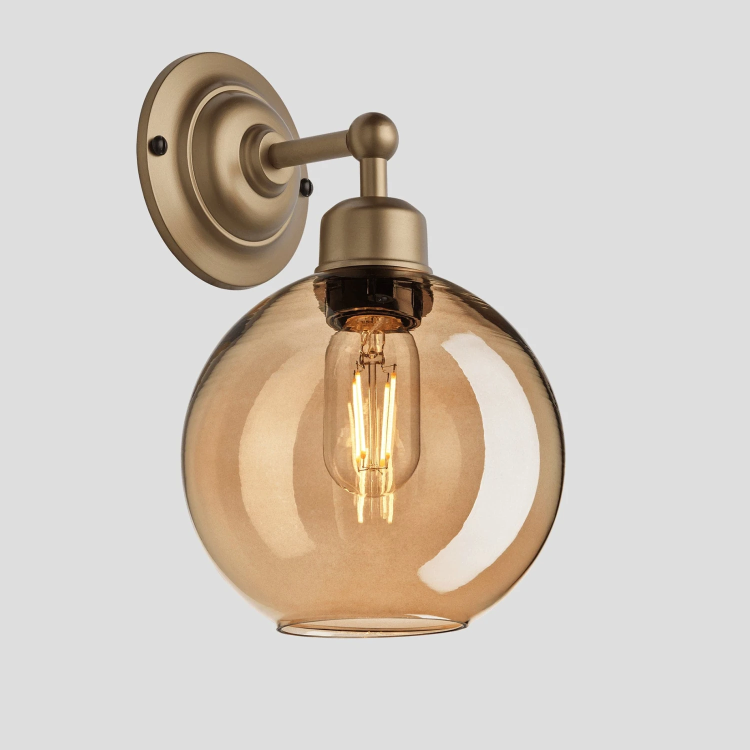 Orlando Tinted Glass Globe Wall Light - 7 Inch - Amber - Image 2
