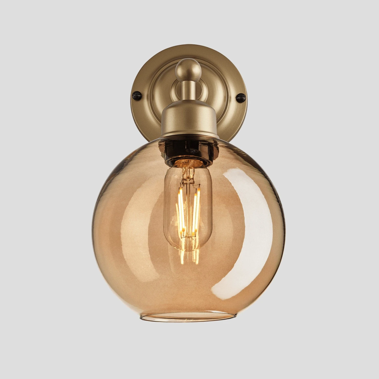 Orlando Tinted Glass Globe Wall Light - 7 Inch - Amber