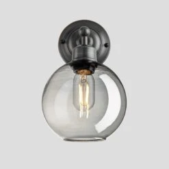 Orlando Tinted Glass Globe Wall Light - 7 Inch - Smoke Grey