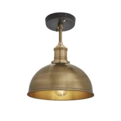 Brooklyn Dome Flush Mount - 8 Inch - Brass -Lumi Home Shop 8 Inch FlushMount Brass Industville Lighting Dome BrassHolder Brooklyn BR DFM8 B BH