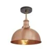 Brooklyn Dome Flush Mount - 8 Inch - Copper -Lumi Home Shop 8 Inch FlushMount Copper Industville Lighting Dome CopperHolder Brooklyn BR DFM8 C CH lit