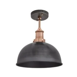 Brooklyn Dome Flush Mount - 8 Inch - Pewter