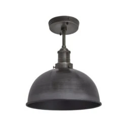 Brooklyn Dome Flush Mount - 8 Inch - Pewter -Lumi Home Shop 8 Inch FlushMount Pewter Industville Lighting Dome PewterHolder Brooklyn BR DFM8 P PH