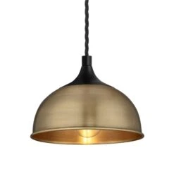 Chelsea Dome Pendant - 8 Inch - Brass 12 Chelsea Dome Pendant - 8 Inch - Brass -Lumi Home Shop 8 Inch Pendant Brass Industville Lighting Dome BlackHolder Chelsea CH DP8 B BKH