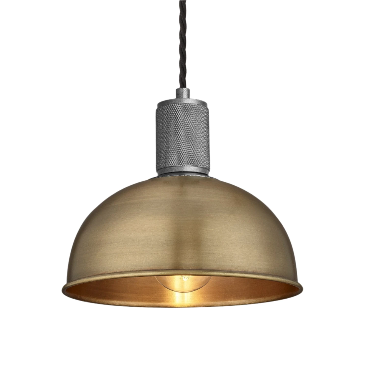 Knurled Dome Pendant Light - 8 Inch - Brass 4 Knurled Dome Pendant Light - 8 Inch - Brass - Image 2