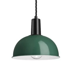 Sleek Dome Pendant - 8 Inch - Dark Green -Lumi Home Shop 8 Inch Pendant DarkGreen Industville Lighting Dome BlackHolder Sleek SL DP8 DG BKH