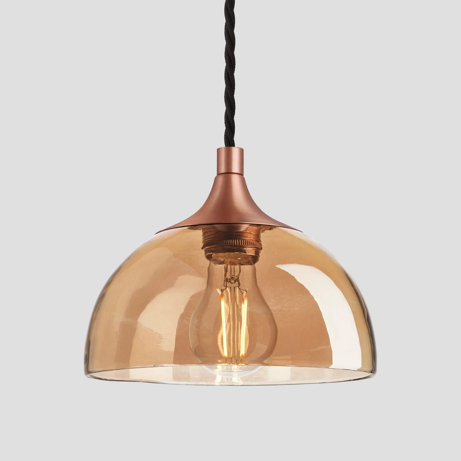 Chelsea Tinted Glass Dome Pendant Light - 8 Inch - Amber 5 Chelsea Tinted Glass Dome Pendant Light - 8 Inch - Amber - Image 3
