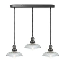 Brooklyn Glass Dome 3 Wire Cluster Lights - 8 Inch -Lumi Home Shop 8 Inch Pendant Glass Industville Lighting Dome PewterHolder Brooklyn BR GLD8 3WOCL PH