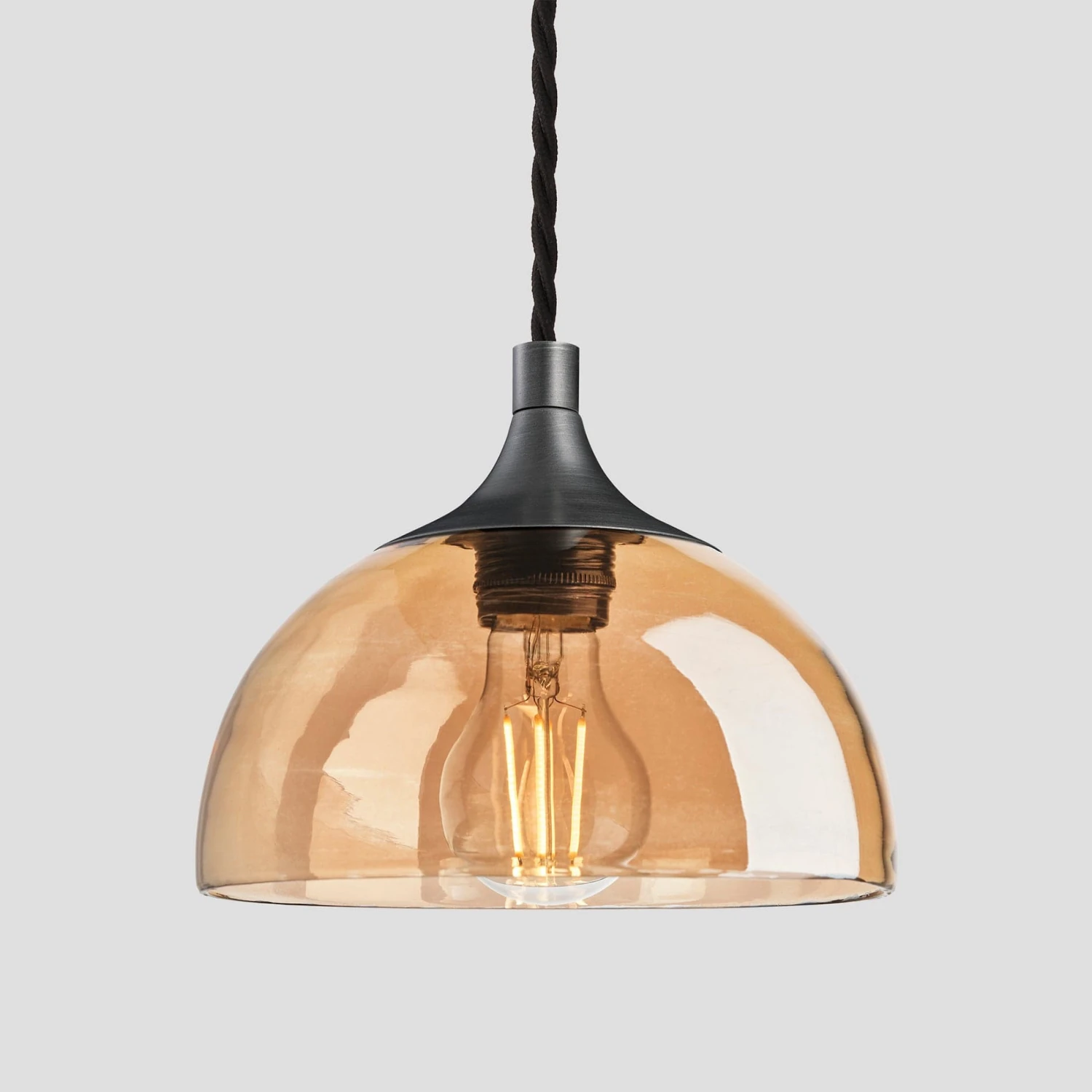Chelsea Tinted Glass Dome Pendant Light - 8 Inch - Amber 3 Chelsea Tinted Glass Dome Pendant Light - 8 Inch - Amber