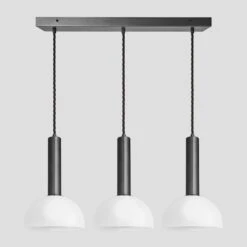 Sleek Cylinder Opal Glass Dome 3 Wire Cluster Lights - 8 Inch