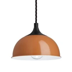 Chelsea Dome Pendant - 8 Inch - Orange -Lumi Home Shop 8 Inch Pendant Orange Industville Lighting Dome BlackHolder Chelsea CH DP8 OR BKH
