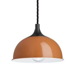Chelsea Dome Pendant - 8 Inch - Orange -Lumi Home Shop 8 Inch Pendant Orange Industville Lighting Dome PewterHolder Chelsea CH DP8 OR PH