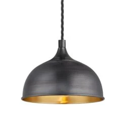 Chelsea Dome Pendant - 8 Inch - Pewter & Brass 10 Chelsea Dome Pendant - 8 Inch - Pewter & Brass -Lumi Home Shop 8 Inch Pendant Pewter Brass Industville Lighting Dome PewterHolder Chelsea CH DP8 BP PH