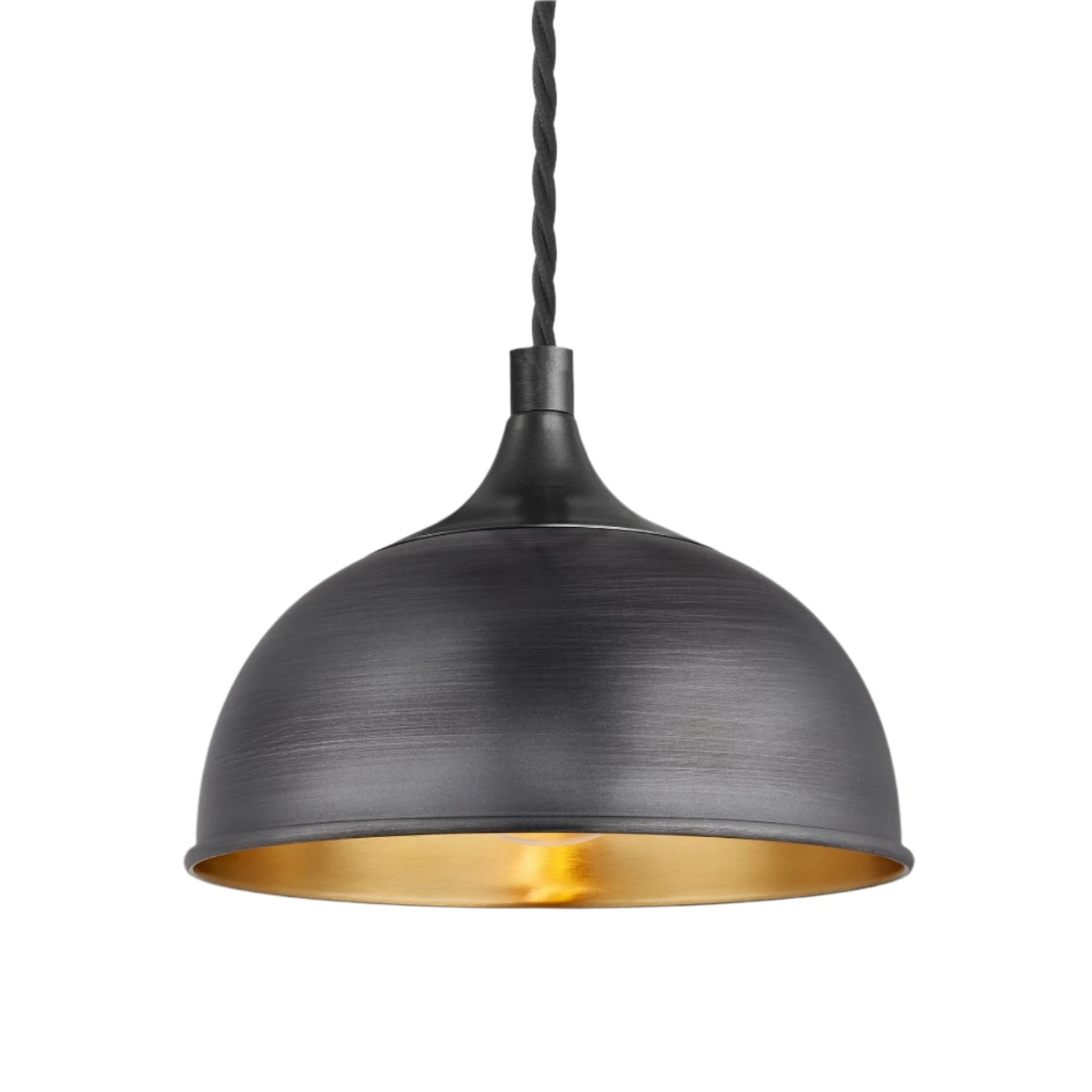 Chelsea Dome Pendant - 8 Inch - Pewter & Brass 4 Chelsea Dome Pendant - 8 Inch - Pewter & Brass - Image 2