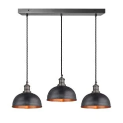 Brooklyn Dome 3 Wire Cluster Lights - 8 Inch - Pewter & Copper