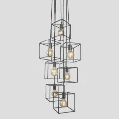 The Cube Collection Cluster Lights - Pewter 11 The Cube Collection Cluster Lights - Pewter -Lumi Home Shop 8 Inch Pendant Pewter Industville Lighting 7wire PewterHolder SleekCube SL CUP8 7W P closeup