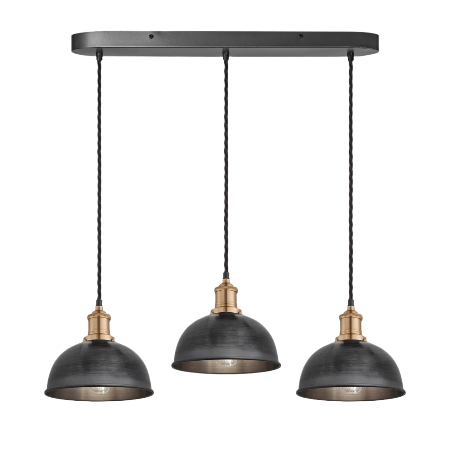 Brooklyn Dome 3 Wire Cluster Lights - 8 Inch - Pewter 4 Brooklyn Dome 3 Wire Cluster Lights - 8 Inch - Pewter - Image 2