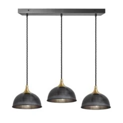 Chelsea Dome 3 Wire Cluster Lights - 8 Inch - Pewter -Lumi Home Shop 8 Inch Pendant Pewter Industville Lighting Dome BrassHolder Chelsea CH D8 3WCL P BH