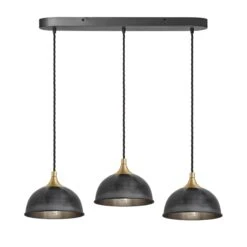 Chelsea Dome 3 Wire Cluster Lights - 8 Inch - Pewter -Lumi Home Shop 8 Inch Pendant Pewter Industville Lighting Dome BrassHolder Chelsea CH D8 3WOCL P BH
