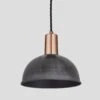 Sleek Dome Pendant - 8 Inch - Pewter -Lumi Home Shop 8 Inch Pendant Pewter Industville Lighting Dome CopperHolder Sleek SL DP8 P CH