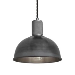 Knurled Dome Pendant Light - 8 Inch - Pewter 8 Knurled Dome Pendant Light - 8 Inch - Pewter -Lumi Home Shop 8 Inch Pendant Pewter Industville Lighting Dome PewterHolder Knurled KN DP8 P PH