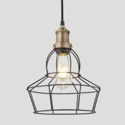 Brooklyn Wire Cage Pendant - 8 Inch - Pewter - Rose 10 Brooklyn Wire Cage Pendant - 8 Inch - Pewter - Rose -Lumi Home Shop 8 Inch Pendant Pewter Industville Lighting Rose BrassHolder Brooklyn BR WCP8 P RS BH