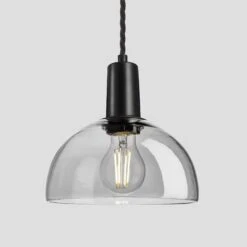 Front Page -Lumi Home Shop 8 Inch Pendant SmokeGreyTintedGlass Industville Lighting Dome BlackHolder Sleek SL TGL DP8 SG BKH w