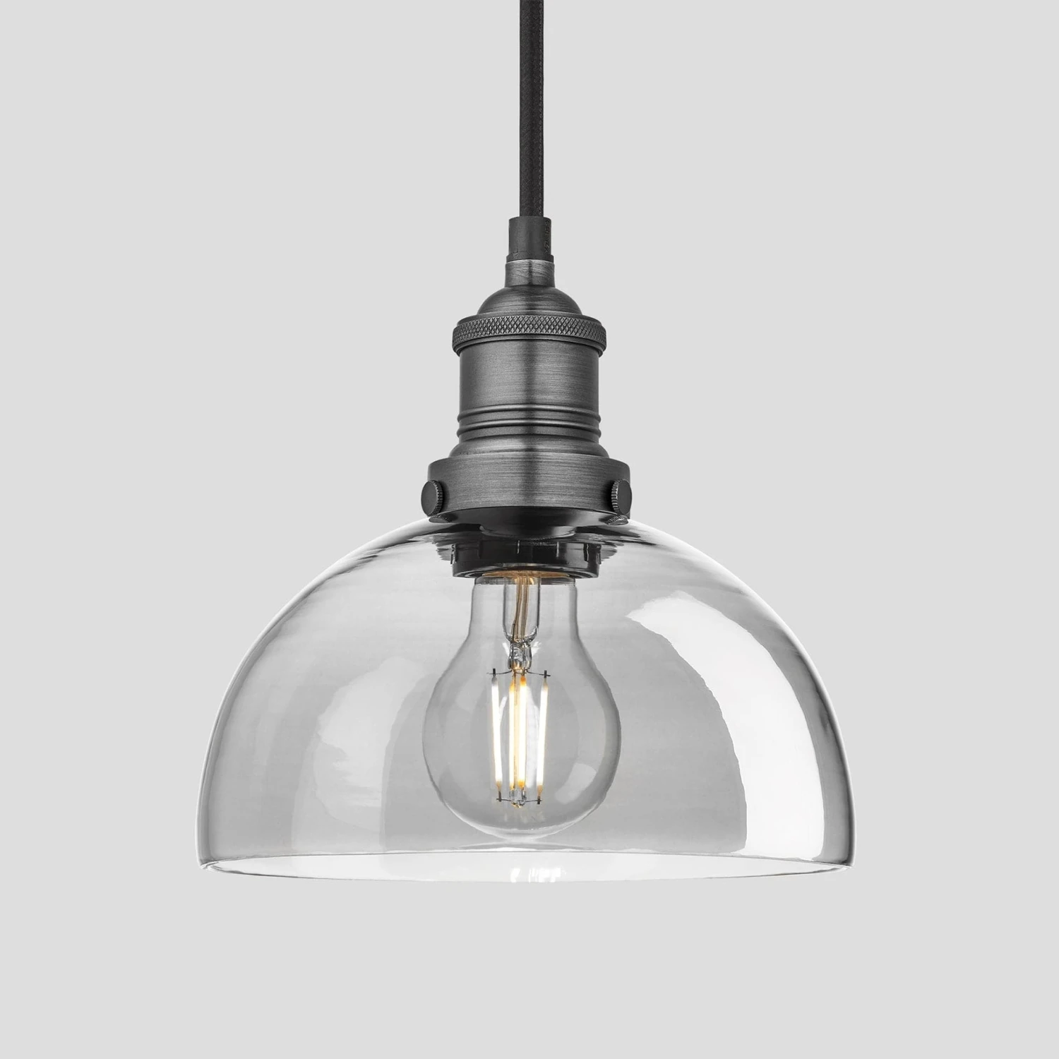 Brooklyn Tinted Glass Dome Pendant - 8 Inch - Smoke Grey - Image 4