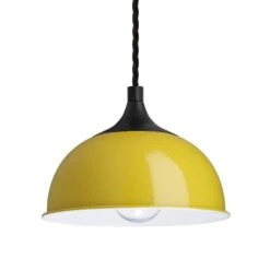 Chelsea Dome Pendant - 8 Inch - Yellow -Lumi Home Shop 8 Inch Pendant Yellow Industville Lighting Dome BlackHolder Chelsea CH DP8 Y BKH