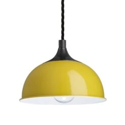 Chelsea Dome Pendant - 8 Inch - Yellow -Lumi Home Shop 8 Inch Pendant Yellow Industville Lighting Dome PewterHolder Chelsea CH DP8 Y PH