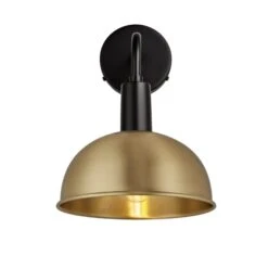 Sleek Dome Wall Light - 8 Inch - Brass -Lumi Home Shop 8 Inch WallLight Brass Industville Lighting Dome BlackHolder Sleek SL DWL8 B BKH SO Litcopy