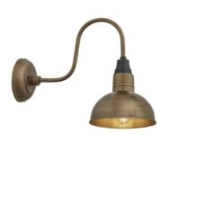 Swan Neck Dome Wall Light - 8 Inch - Brass