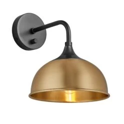 Chelsea Dome Wall Light - 8 Inch - Brass 15 Chelsea Dome Wall Light - 8 Inch - Brass -Lumi Home Shop 8 Inch WallLight Brass Industville Lighting Dome PewterHolder Chelsea CH DWL8 B PH Angled